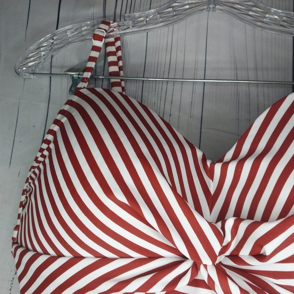 Kona Sol Brown and White Striped One Piece Swimsuit Size L NWT - Picture 3 of 11